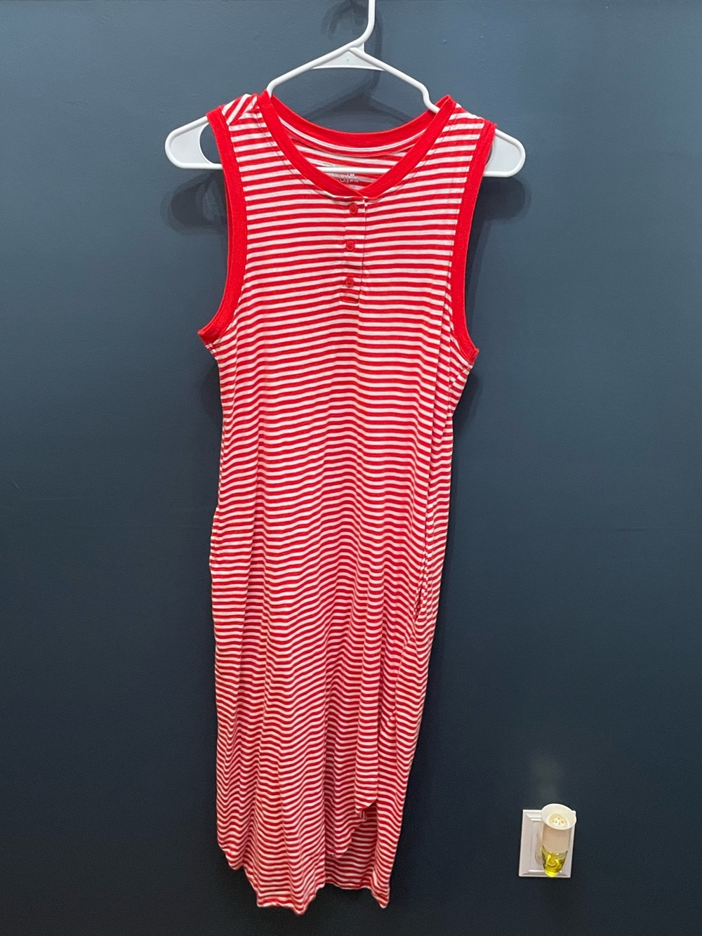 Time and Tru Red and White Striped Button-Front Top